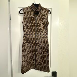 Fendi Monogram Brown Mini Dress